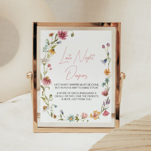 A Little Wildflower Baby Shower Late Night Diapers Poster