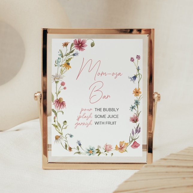 A Little Wildflower Baby Shower Mum Osa Bar Poster (Wildflower is on the way Baby Shower Mom Osa Bar Sign)