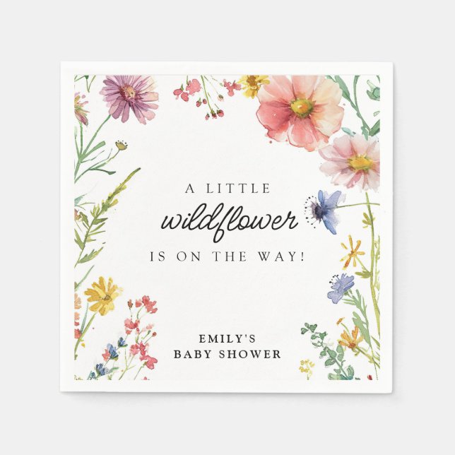 A Little Wildflower Baby Shower Napkin (Front)
