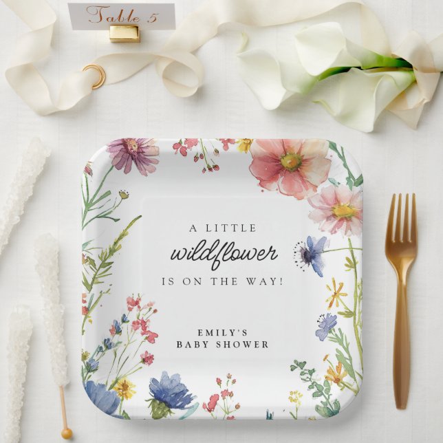 A Little Wildflower Baby Shower Paper Plate (Wedding)