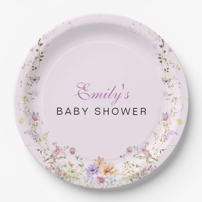 A Little Wildflower Baby Shower  Paper Plate (Front)