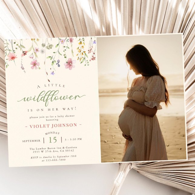 A Little Wildflower Baby Shower Photo Invitation (Creator Uploaded)