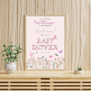 A Little Wildflower Baby Shower Welcome Poster