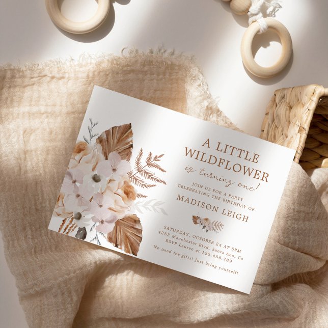 A Little Wildflower Birthday Boho Bouquet Invitation (Creator Uploaded)