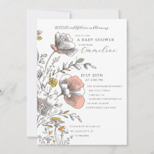 A Little Wildflower Blooming Baby Shower  Invitation