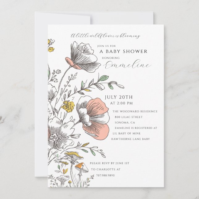 A Little Wildflower Blooming Baby Shower  Invitation (Front)