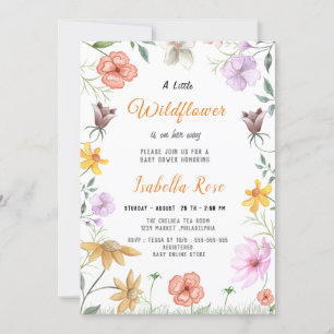 A Little Wildflower Blush Pink Girl Baby Shower Invitation