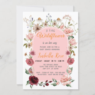 A Little Wildflower Blush Pink Girl Baby Shower Invitation