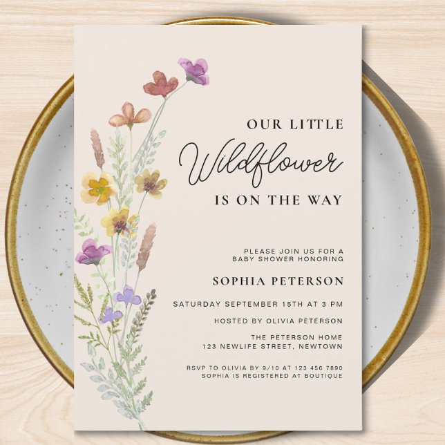 A Little Wildflower Boho Baby Shower Invitation (Creator Uploaded)