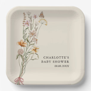 A Little Wildflower Boho Baby Shower Paper Plate