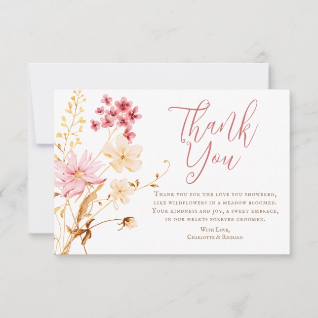 A Little Wildflower Boho Baby Shower Thank You Car Card (Front)