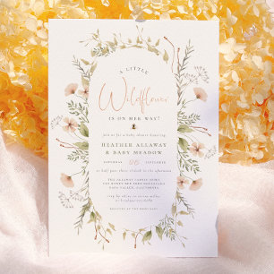 A Little Wildflower Boho Bee Girl Baby Shower Invitation