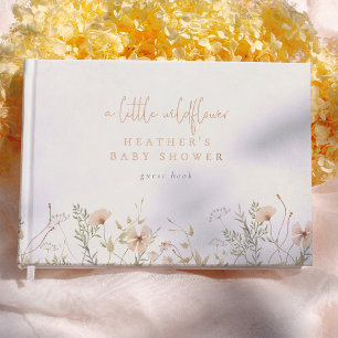 A Little Wildflower Boho Floral Girl Baby Shower Guest Book