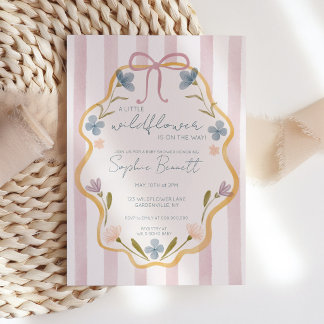 A Little Wildflower Boho Girl Baby Shower Floral Invitation