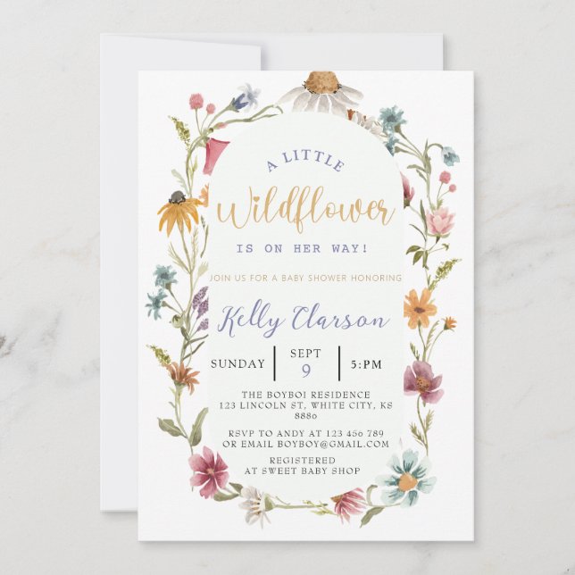 A Little Wildflower Boho Girl Baby Shower Invitation (Front)