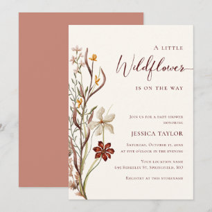 A Little Wildflower Boho Girl Baby Shower Invitation