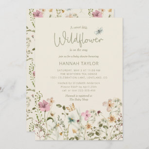 A Little Wildflower Boho Girl Baby Shower Invitation