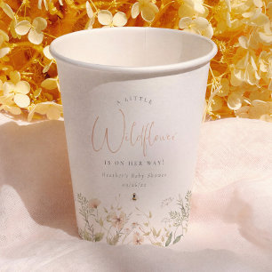 A Little Wildflower Boho Girl Baby Shower Paper Cups
