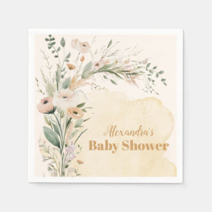 A Little Wildflower Boho Nature Baby Shower Napkin
