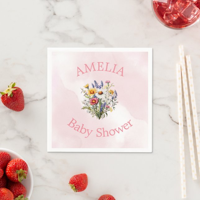 A Little Wildflower Boho Nature Girl Baby Shower Napkin (Insitu)