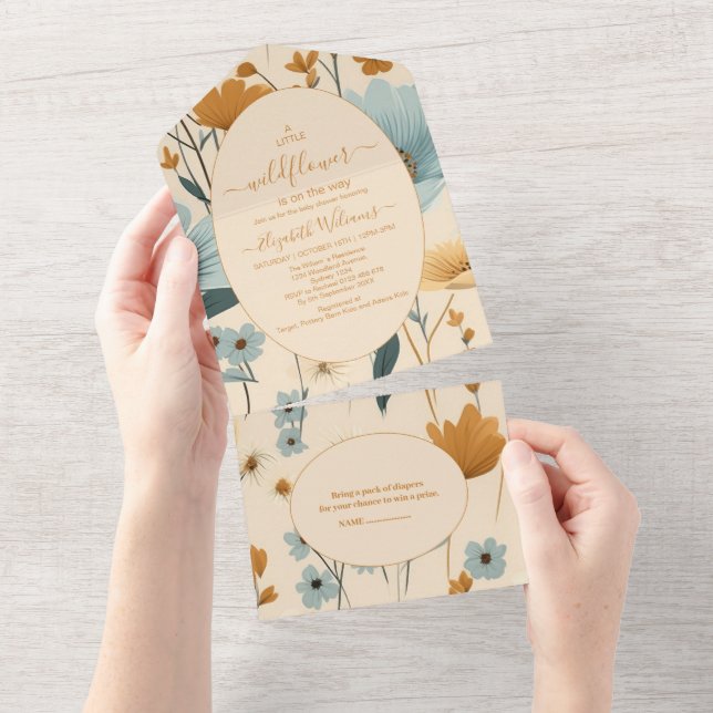 A Little Wildflower Boho Nature Theme Baby Shower  All In One Invitation (Tearaway)