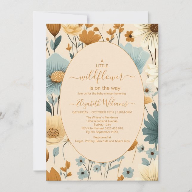A Little Wildflower Boho Nature Theme Baby Shower  Invitation (Front)