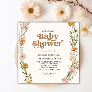 A Little Wildflower Boho Nature Theme Baby Shower Invitation
