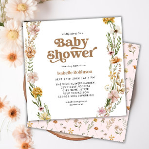 A Little Wildflower Boho Nature Theme Baby Shower  Invitation