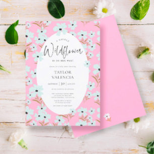 A Little Wildflower Boho Pink Girl Baby Shower Invitation