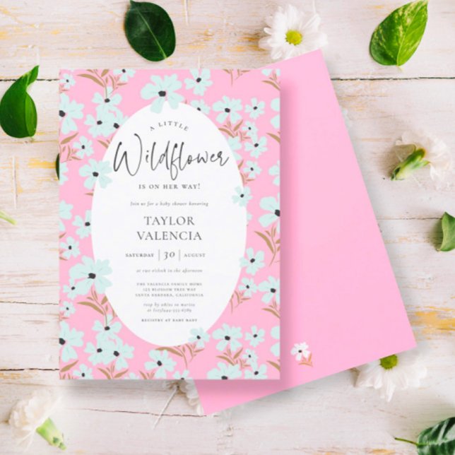 A Little Wildflower Boho Pink Girl Baby Shower Invitation (Creator Uploaded)