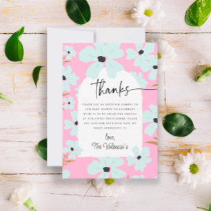 A Little Wildflower Boho Pink Girl Baby Shower Thank You Card