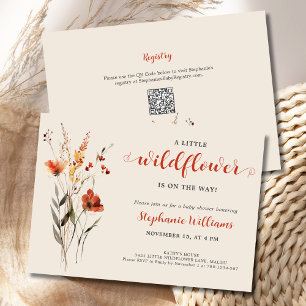 A Little Wildflower BOHO Watercolor Baby Shower Invitation