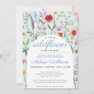 A Little Wildflower Boy Baby Shower Invitation