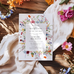 A Little Wildflower Colorful Floral Baby Shower Invitation