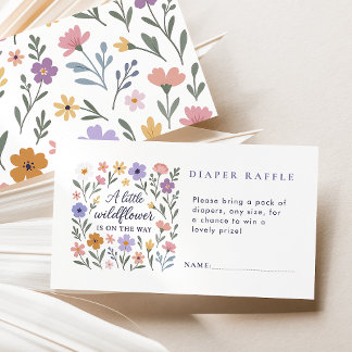 A Little Wildflower Diaper Raffle Girl Baby Shower Enclosure Card