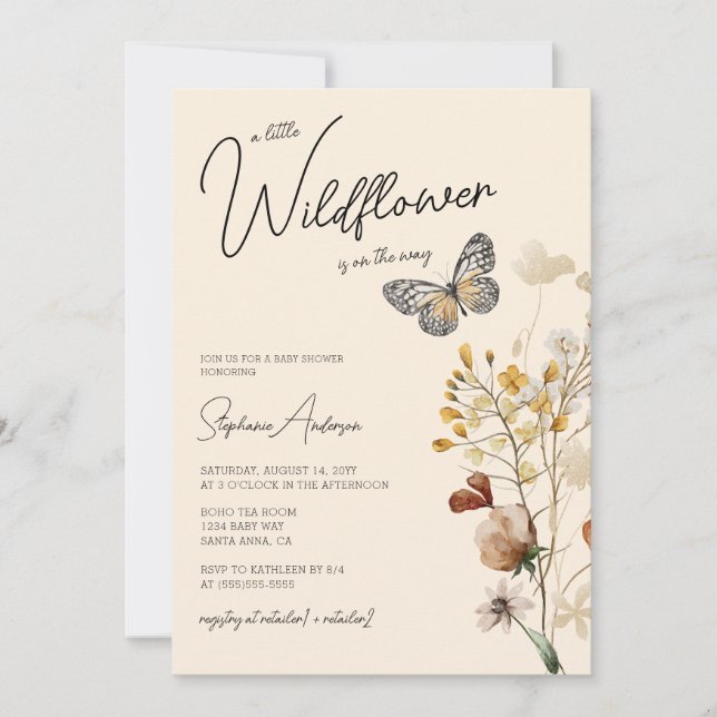 A Little Wildflower Fall Boho Baby Shower Invitation (Front)