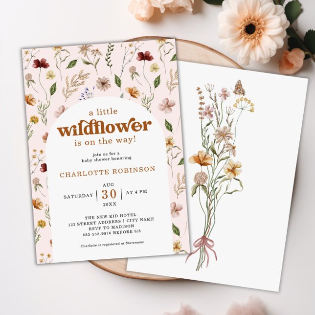 A Little Wildflower Floral Girl Baby Shower Invitation (A Little Wildflower Floral Girl Baby Shower Invitation)