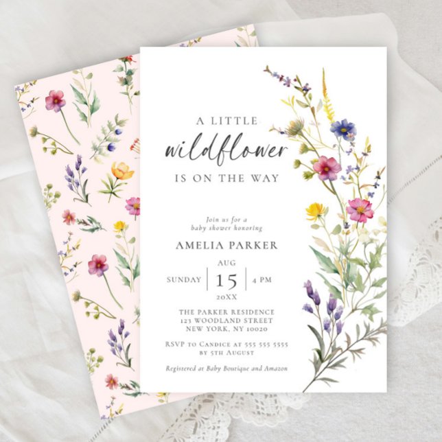 A Little Wildflower Floral Girl Baby Shower Invitation (Creator Uploaded)