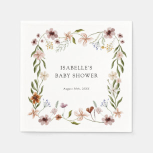 A Little Wildflower Floral Girl Baby Shower Napkin