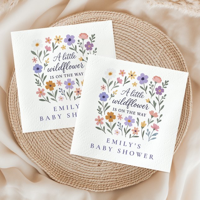 A Little Wildflower Floral Girls Baby Shower Napkin (Creator Uploaded)