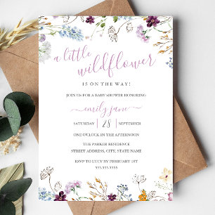 A Little Wildflower Floral Nature Baby Shower Invitation