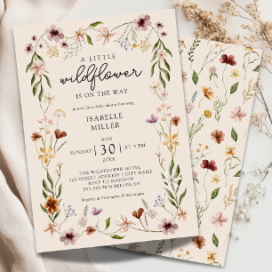 A Little Wildflower Floral Neutral Baby Shower Invitation
