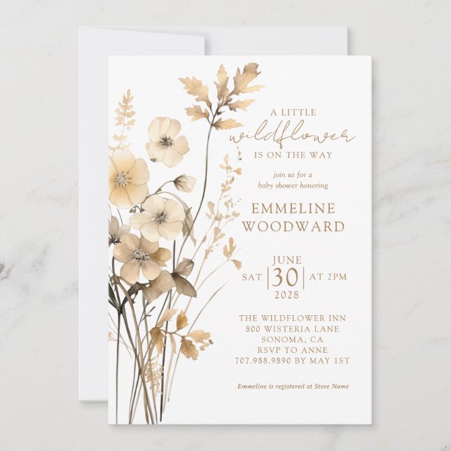 A Little Wildflower Gender Neutral Baby Shower  Invitation (Front)