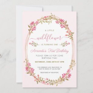 A Little Wildflower Girl 1st birthday Invitation