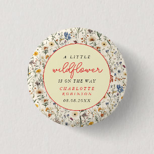 A Little Wildflower Girl Baby Shower 3 Cm Round Badge