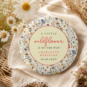 A Little Wildflower Girl Baby Shower 3 Cm Round Badge