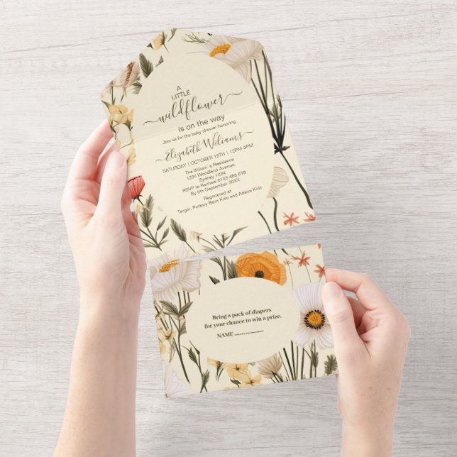 A Little Wildflower Girl Baby Shower All In One Invitation (Tearaway)