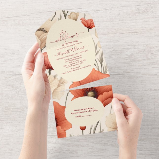 A Little Wildflower Girl Baby Shower All In One Invitation (Tearaway)