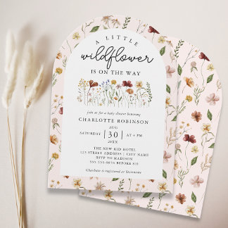 A Little Wildflower Girl Baby Shower Boho Arch Invitation