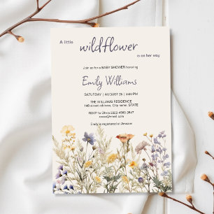 A Little Wildflower Girl Baby Shower Boho Floral  Invitation